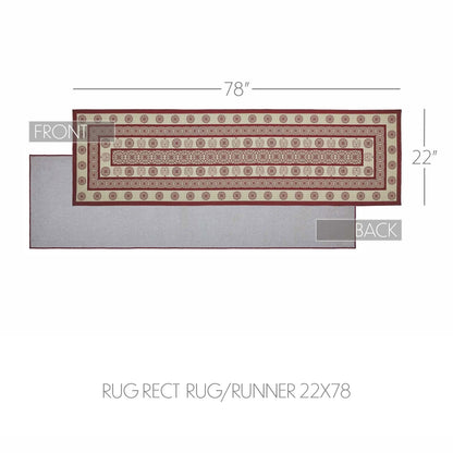Primitive Farmhouse Burgundy Tan Jacquard Polyester Rug/Runner Rect 22x78 - The Primitive Pineapple Collection