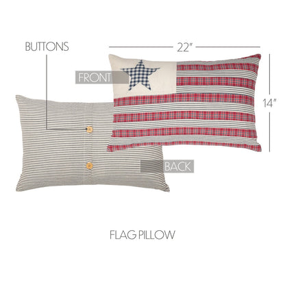 American Hatteras Flag Patchwork Pillow - Primitive Patriotic Farmhouse Decor 14x22 - The Primitive Pineapple Collection