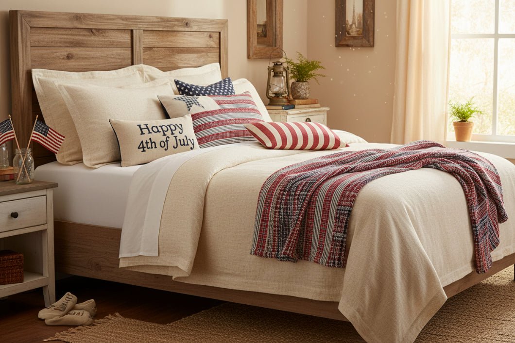 American Hatteras Flag Patchwork Pillow - Primitive Patriotic Farmhouse Decor 14x22 - The Primitive Pineapple Collection