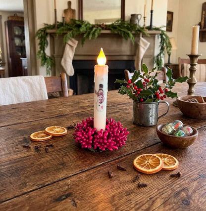 Primitive Christmas Small 1.5" Pip Seed Taper Candle Ring - The Primitive Pineapple Collection
