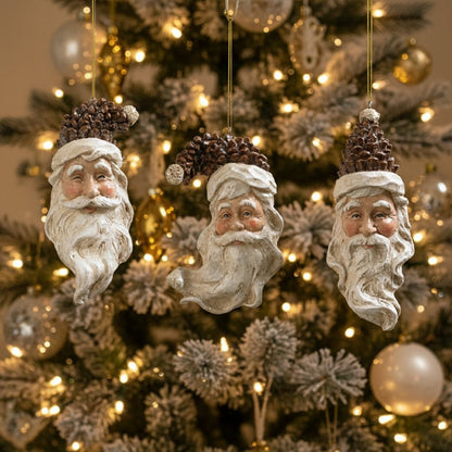 Primitive Vintage Look 3 pc Pinecone Santa Face Ornaments - The Primitive Pineapple Collection