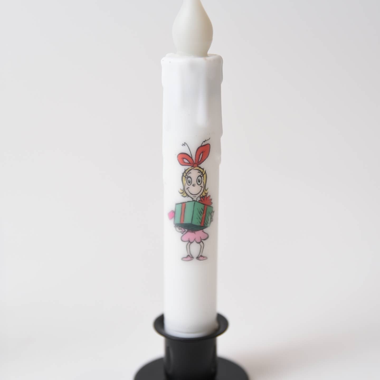 Handcrafted Christmas 7&quot; Dr Seuss Cindy Lou Who Led Timer Taper Candle