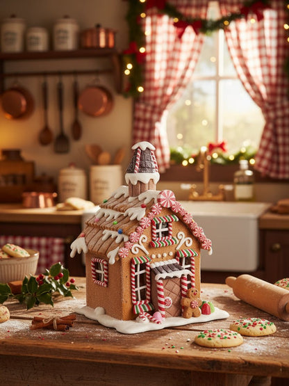 Christmas Resin Glittered LED Gingerbread Houses w/Timer 2 Styles - The Primitive Pineapple Collection