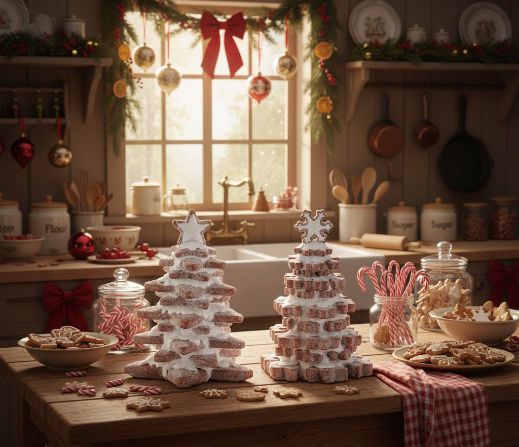 Vintage look Christmas Glittered White Frosted Gingerbread Cookie Tree 2 Styles - The Primitive Pineapple Collection