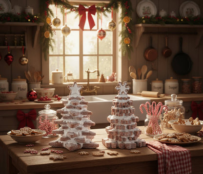 Vintage look Christmas Glittered White Frosted Gingerbread Cookie Tree 2 Styles - The Primitive Pineapple Collection