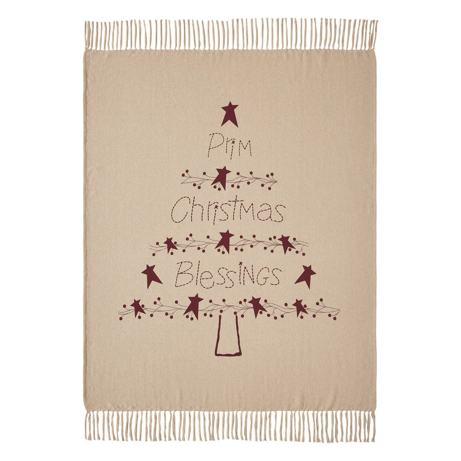 Primitive Christmas Gable Prim Christmas Blessings Woven Throw 50x60 - The Primitive Pineapple Collection