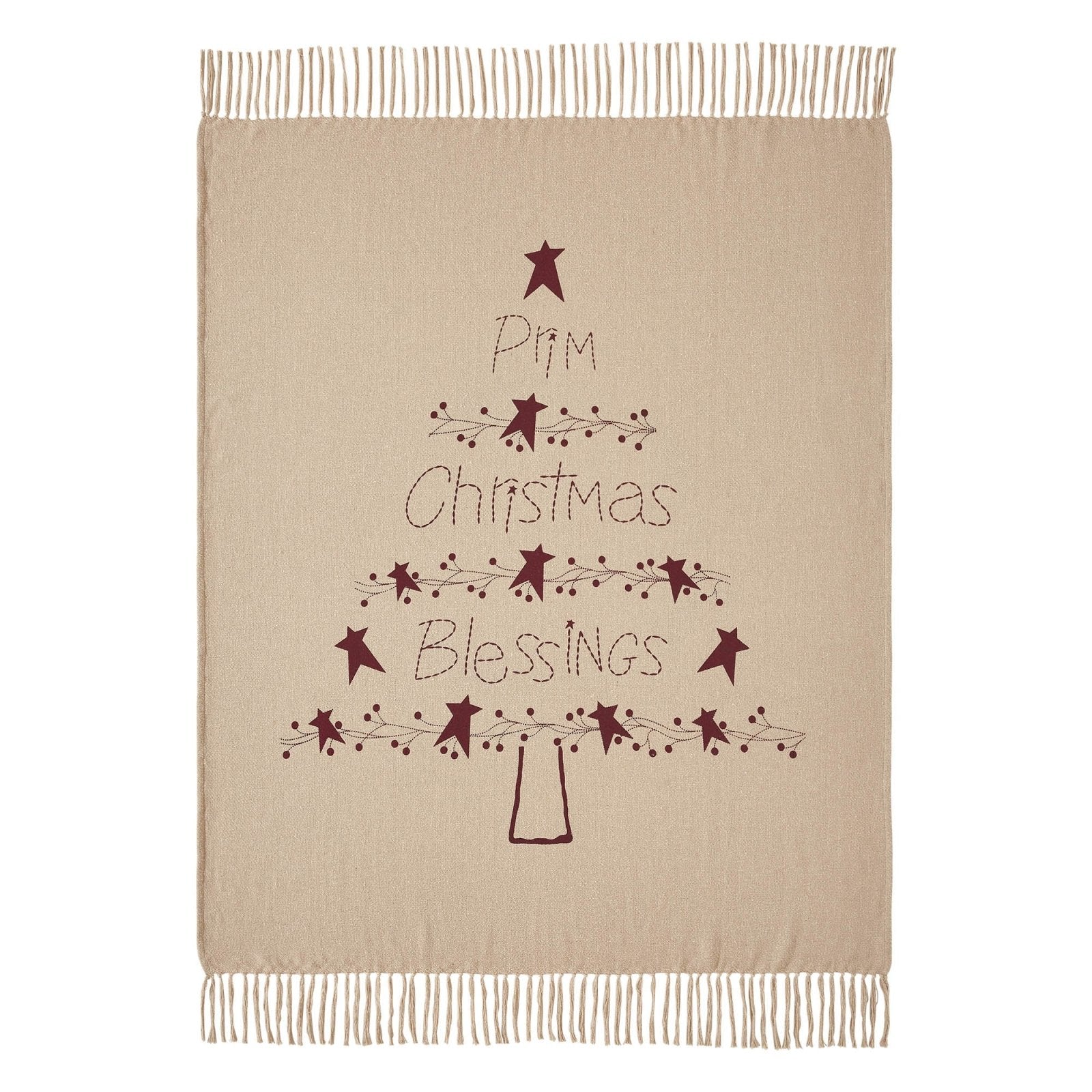 Primitive Christmas Gable Prim Christmas Blessings Woven Throw 50x60 - The Primitive Pineapple Collection