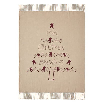 Primitive Christmas Gable Prim Christmas Blessings Woven Throw 50x60 - The Primitive Pineapple Collection