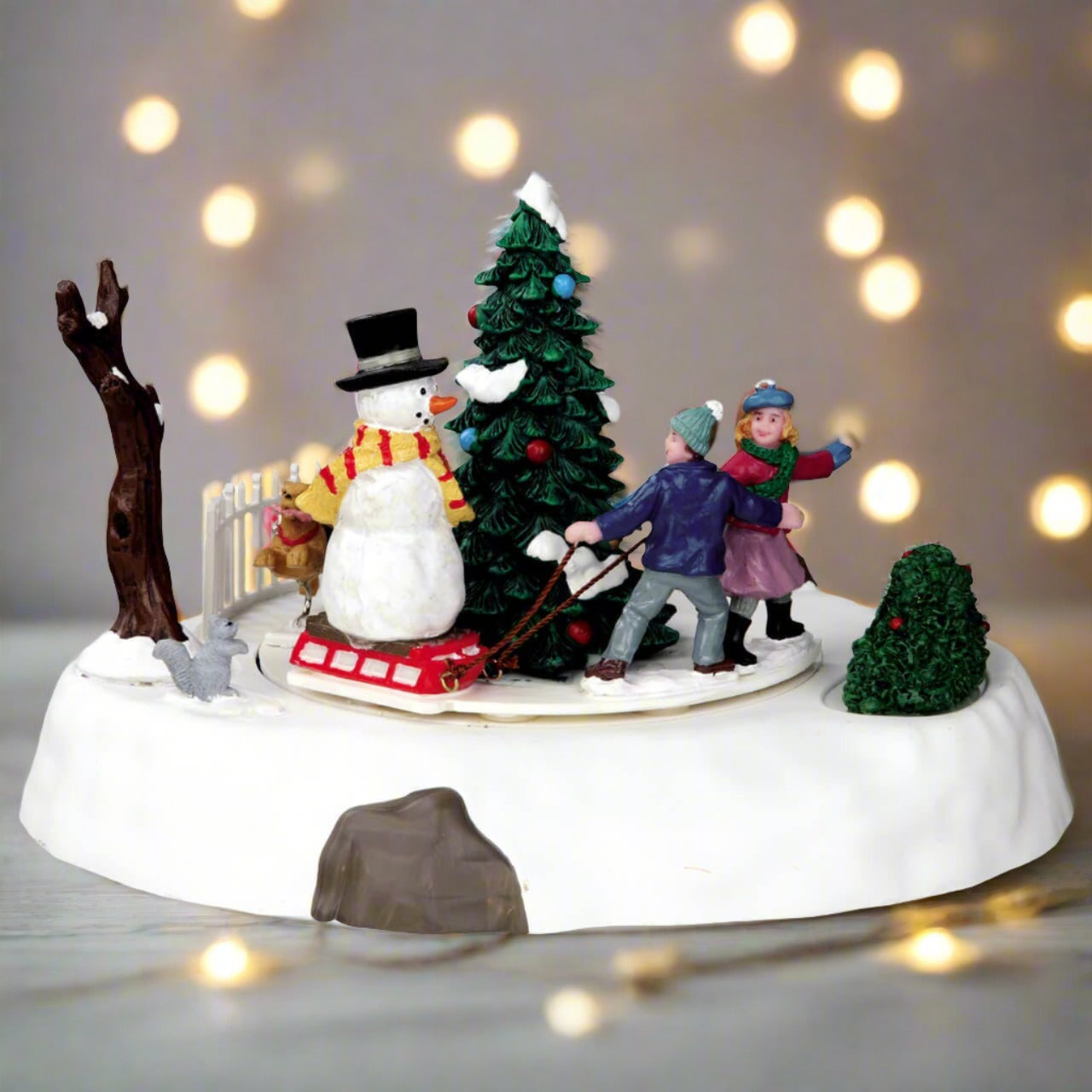 Lemax One of the Gang 54921 Snowman on Sled Motorized  Music RETIRED