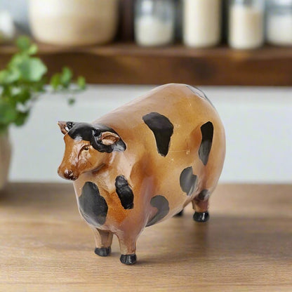 Primitive Country Vintage Look 5&quot; Resin Cow Figurine