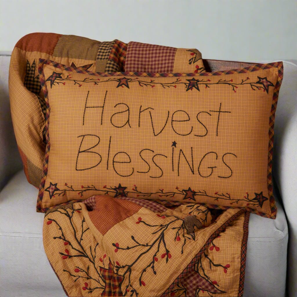 Primitive Halloween Heritage Farms Harvest Blessings Pillow 14x22 - The Primitive Pineapple Collection