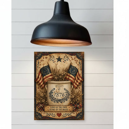Primitive 1887 Crock Primitive Colonial 8x12 Metal Sign - The Primitive Pineapple Collection