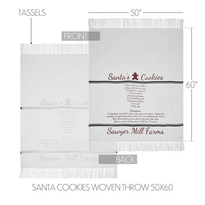 Primitive Christmas Sawyer Mill Santa Cookies Woven Throw 50x60 - The Primitive Pineapple Collection