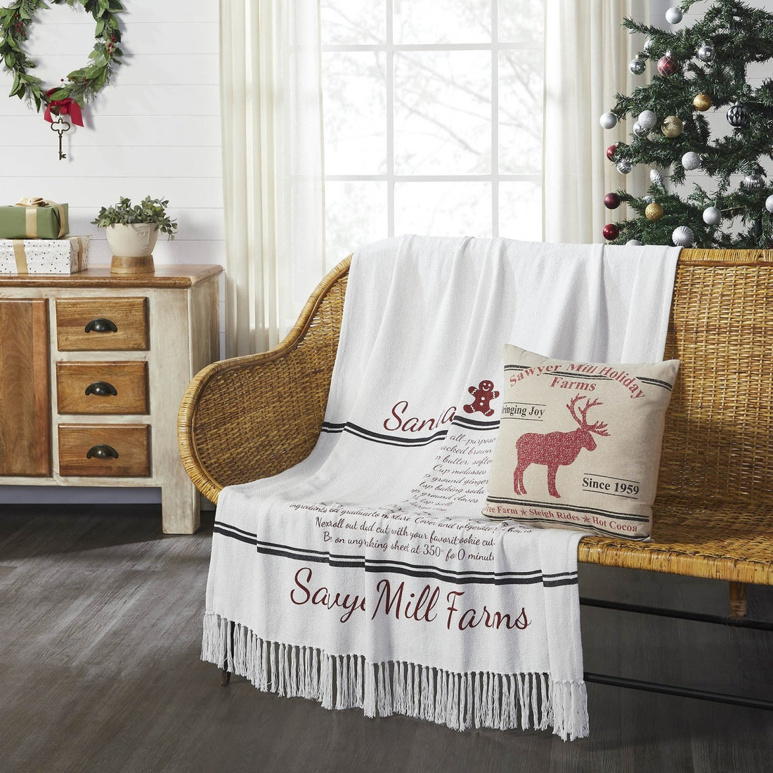 Primitive Christmas Sawyer Mill Santa Cookies Woven Throw 50x60 - The Primitive Pineapple Collection