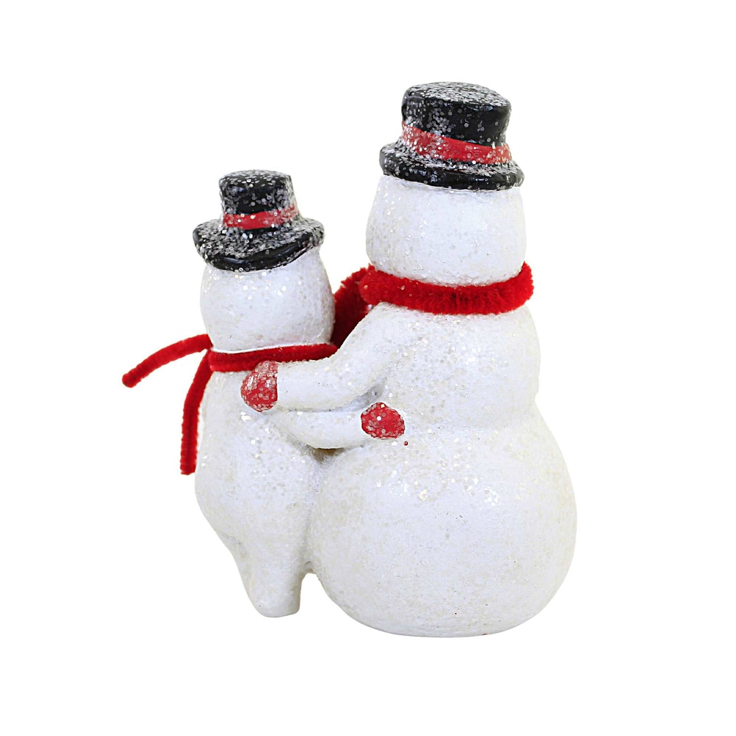 Christmas Pair Of Vintage Look Dapper Snowmen w/ Bottle Brush Tree Figurine - The Primitive Pineapple Collection