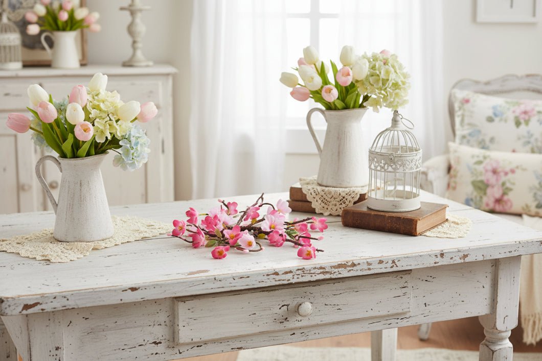 Farmhouse Spring 1.25" Cherry Blossom Candle Ring - The Primitive Pineapple Collection