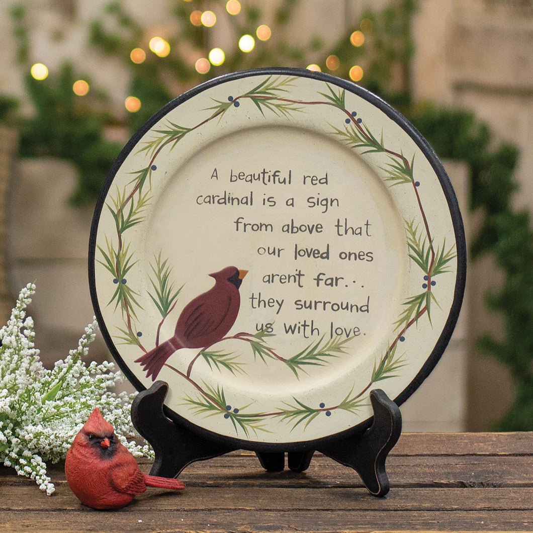 Primitive Lost Loved One Cardinal Plate 11.25&quot; - The Primitive Pineapple Collection
