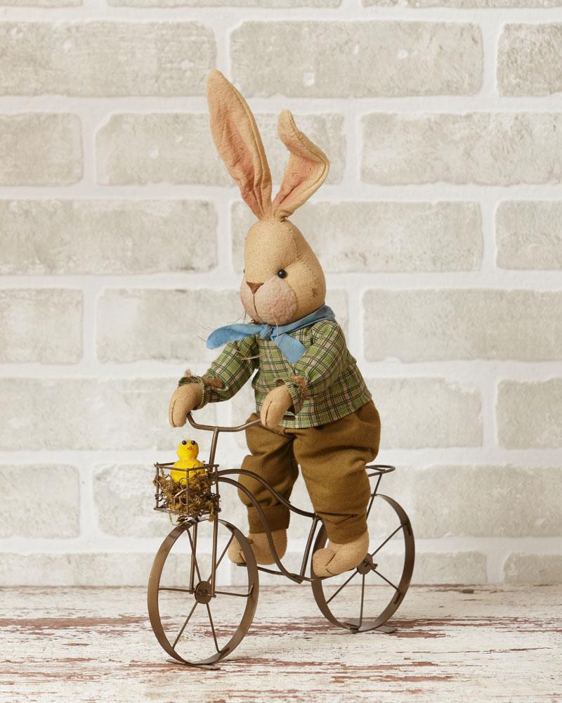 Primitive Farmhouse Spring 15&quot; Easter Bunny on Bike Doll