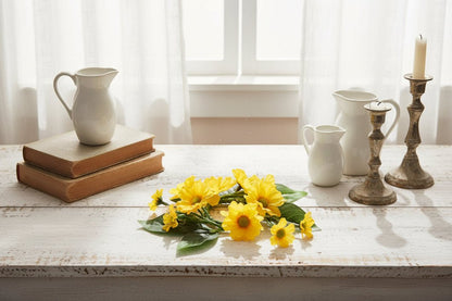 Farmhouse Spring 1.25" Yellow Daisy Candle Ring - The Primitive Pineapple Collection