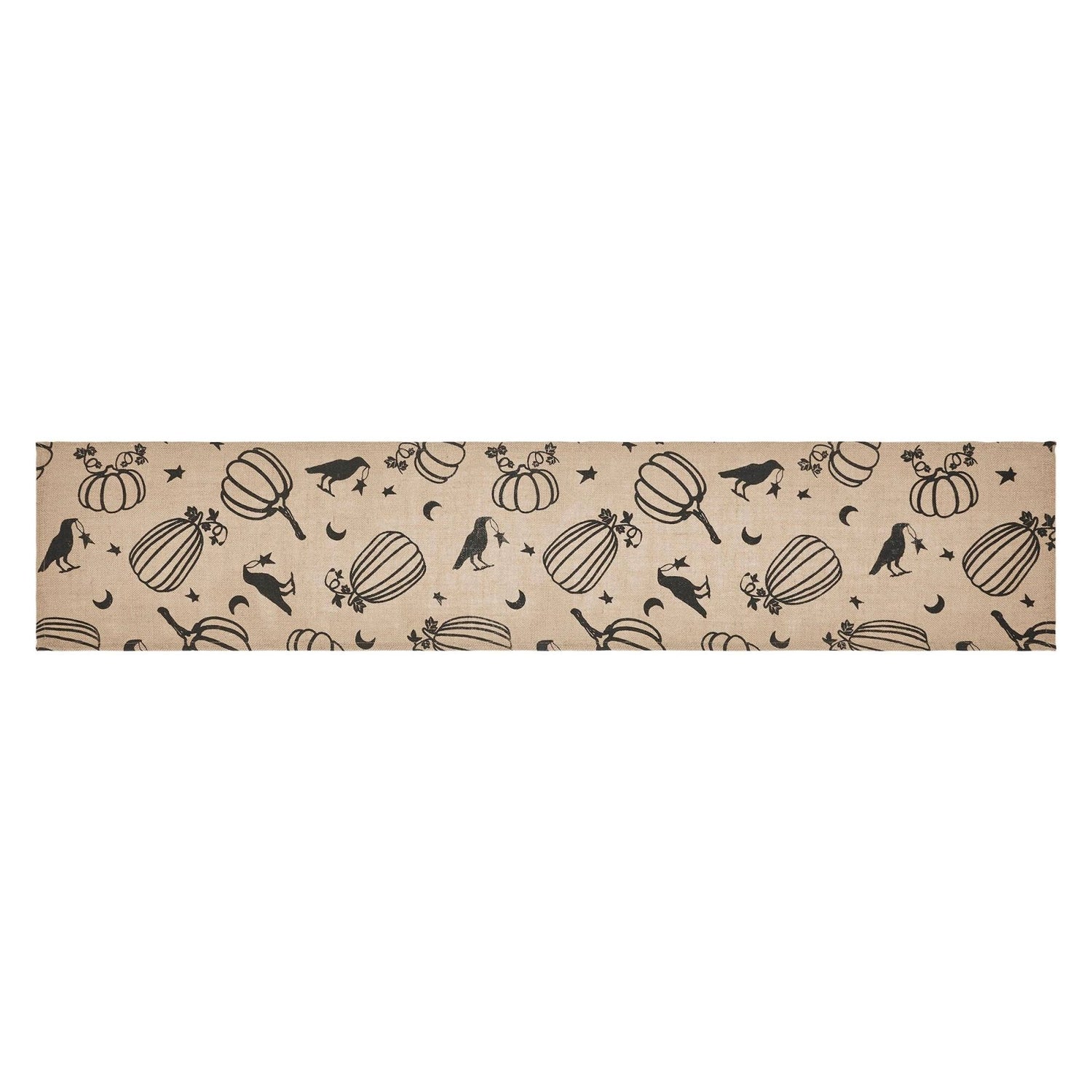 Primitive Fall Halloween Raven Harvest Burlap Jute Runner 12&quot;x60&quot; - The Primitive Pineapple Collection