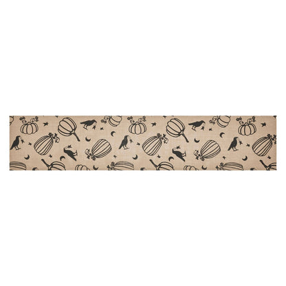 Primitive Fall Halloween Raven Harvest Burlap Jute Runner 12&quot;x60&quot; - The Primitive Pineapple Collection