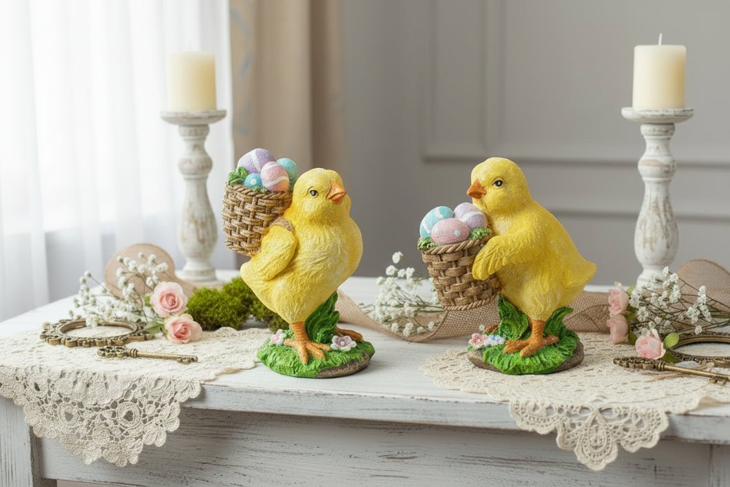Farmhouse Spring Easter Egg Hunt Chickie Figurine 2 Designs - The Primitive Pineapple Collection
