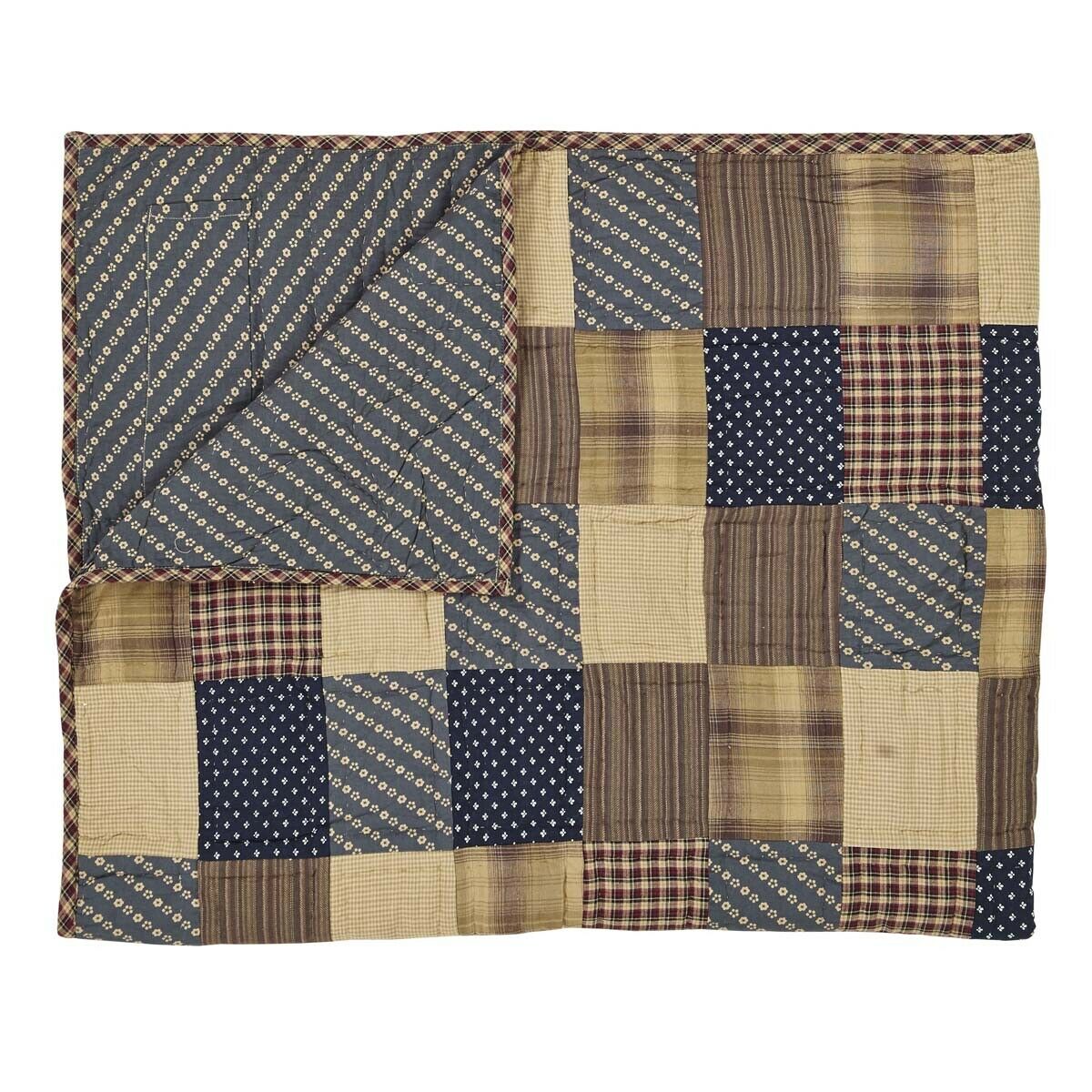 Primitive/Farmhouse 60"x50” Patriotic Patchwork Hanging quilt Throw - The Primitive Pineapple Collection