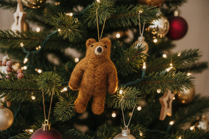 Primitive Folk Art Handmade Felted Wool Teddy Bear Ornaments - The Primitive Pineapple Collection