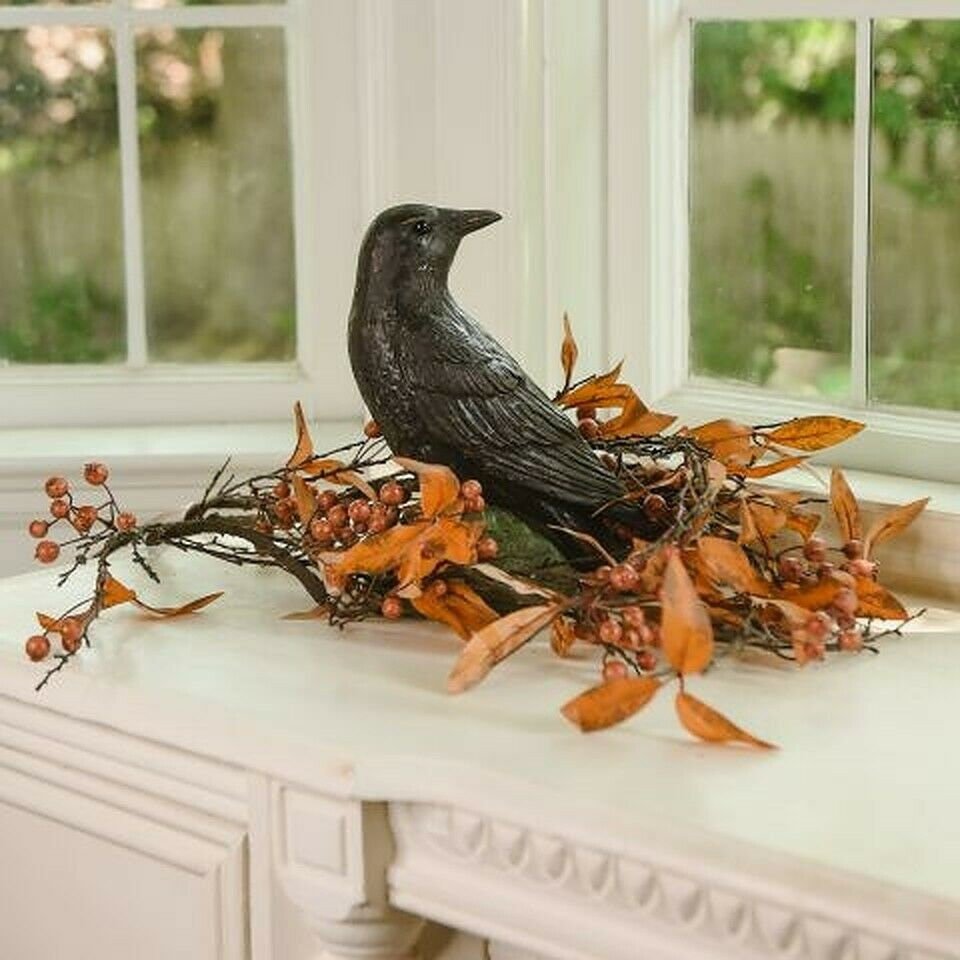 Ragon House 10" Crow &amp; Raven Figurine – Primitive Paper Mache Fall &amp; Halloween Decor - The Primitive Pineapple Collection