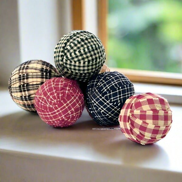 Primitive Farmhouse 6 pc Small Rag Ball Bowl Filler 1.5" - The Primitive Pineapple Collection
