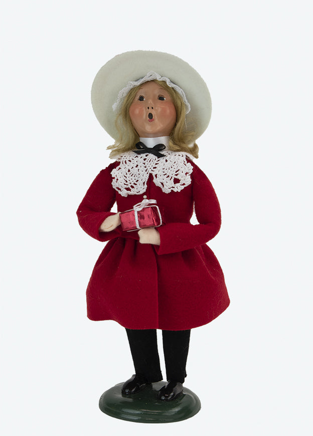 Primitive Colonial Byers Choice Valentines Day Girl w/Present Caroler 2024 New