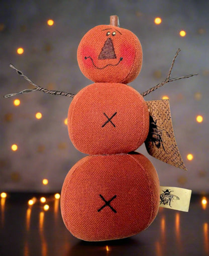 Primitive Honey and Me Halloween Fabric Jack-O-Lantern Ornament 51/2" - The Primitive Pineapple Collection