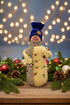 Primitive/Country Handmade Blue Deck the Halls 8.75" Snowman w/ Christmas Lights - The Primitive Pineapple Collection