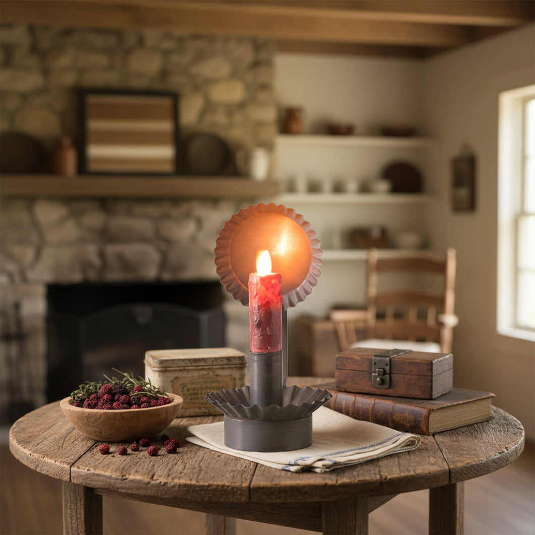 Primitive Colonial Lodge Chamberstick Accent Light Kettle Black - The Primitive Pineapple Collection