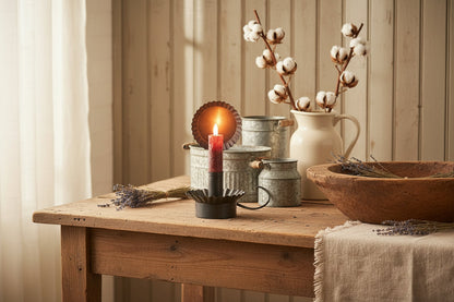 Primitive Colonial Lodge Chamberstick Accent Light Kettle Black - The Primitive Pineapple Collection