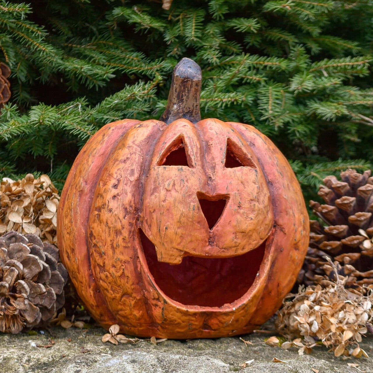 Primitive Ragon House Resin 8&quot; Orange Big Mouth Pumpkin Jack O Lantern Halloween - The Primitive Pineapple Collection