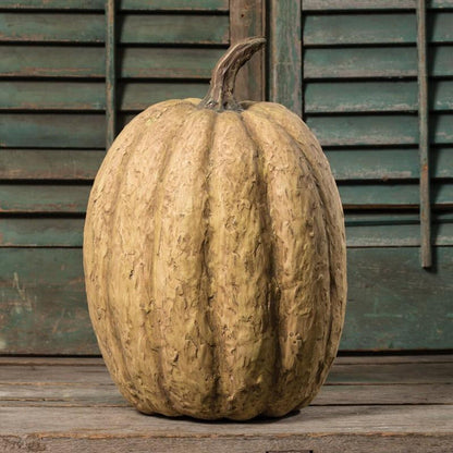 Ragon House Life-Size Primitive White Pumpkin – 14" Tall Mache Fall Decor - The Primitive Pineapple Collection