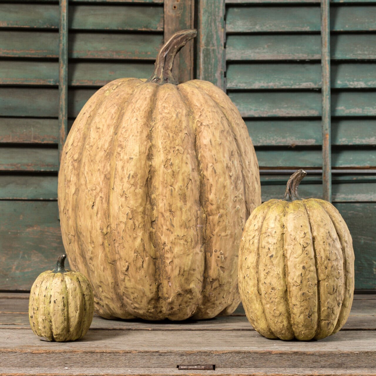 Ragon House Life-Size Primitive White Pumpkin – 14" Tall Mache Fall Decor - The Primitive Pineapple Collection