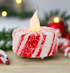 Christmas Peppermint Stripe Glitter Candy Cane Tea Light w/ Timer - The Primitive Pineapple Collection