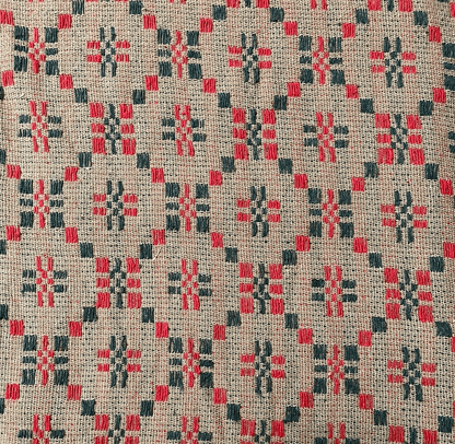 Primitive Country Snowfall 34" Red, Green, Beige Table Topper Textile Farmhouse - The Primitive Pineapple Collection