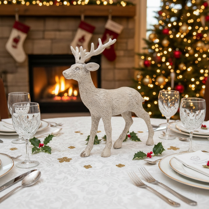 Ragon House Christmas Vintage Look 13" Standing Reindeer with Wreath Figurine - The Primitive Pineapple Collection