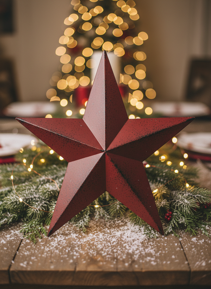 Primitive Farmhouse Country Red Tin Primitive Star 8" Wall Decor - The Primitive Pineapple Collection