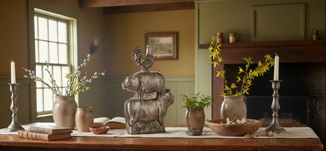 Primitive Spring Easter Silver Stacked Farm Animal Chocolate Mold 10.75" H - The Primitive Pineapple Collection