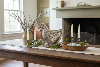 Primitive Spring Easter Faux Silver Chicken Chocolate Mold Sitter 6.5" - The Primitive Pineapple Collection