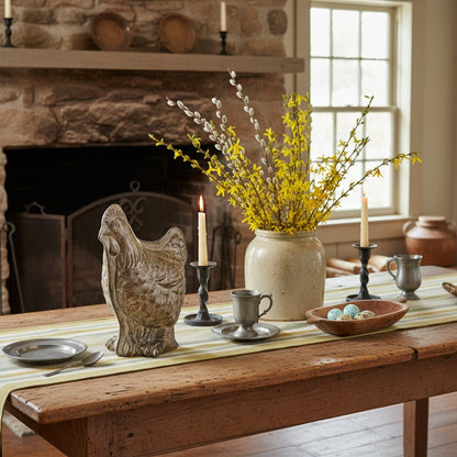 Primitive Spring Easter Faux Silver Chicken Chocolate Mold Sitter 6.5" - The Primitive Pineapple Collection