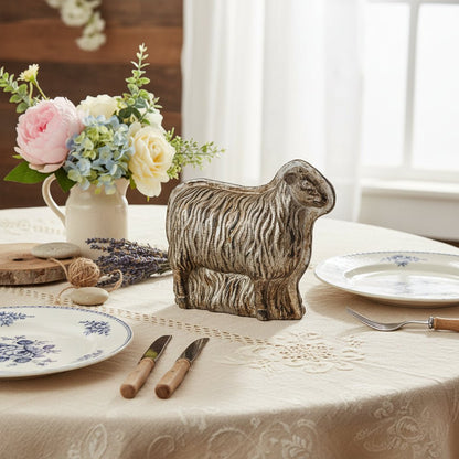 Primitive Spring Easter Faux Silver Sheep Chocolate Mold 5.75" H - The Primitive Pineapple Collection