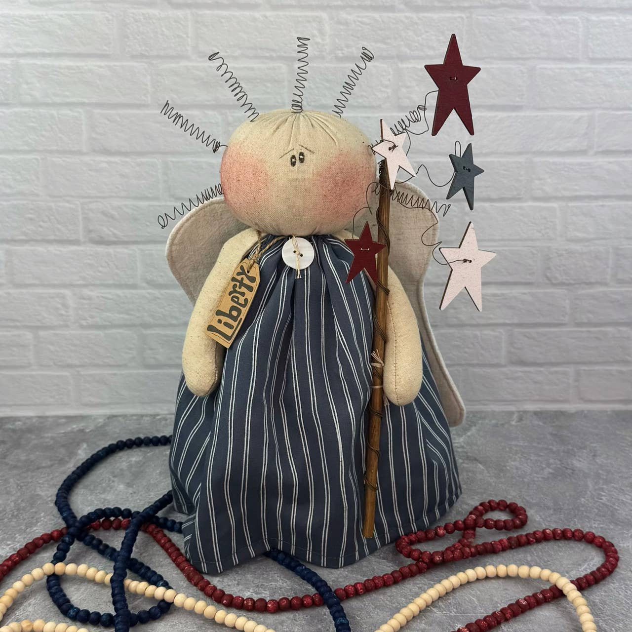 Honey and Me Farmhouse Liberty the Americana Angel Doll 13&quot; - The Primitive Pineapple Collection