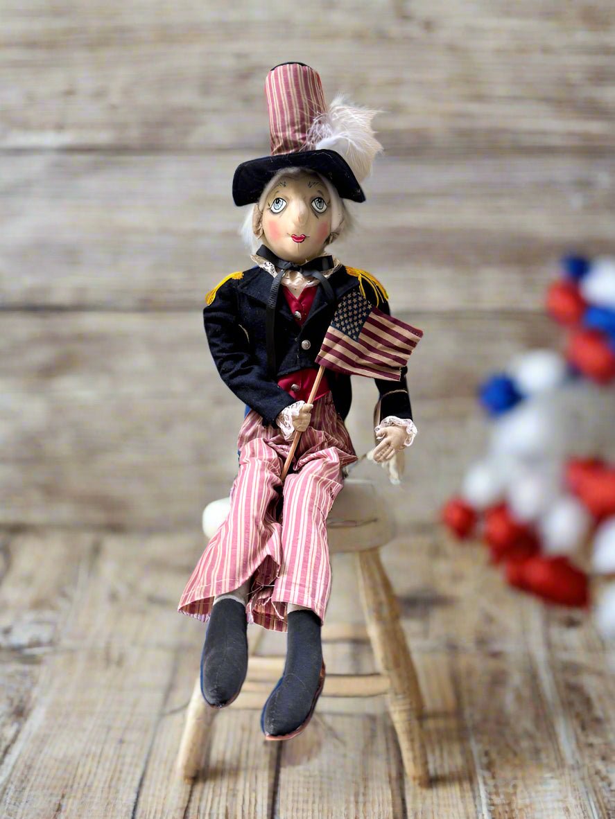 Folk Art Americana One of A Kind Sam Patriotic 4th of July Joe Spencer 32&quot; - The Primitive Pineapple Collection