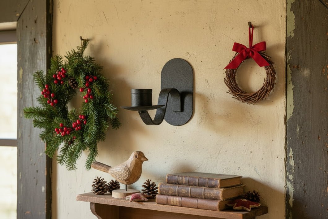 Primitive Farmhouse Small Iron Taper Wall Sconce - The Primitive Pineapple Collection