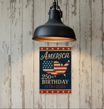 Primitive American 250th Anniversary Metal Sign Handcrafted USA 12x8 - The Primitive Pineapple Collection